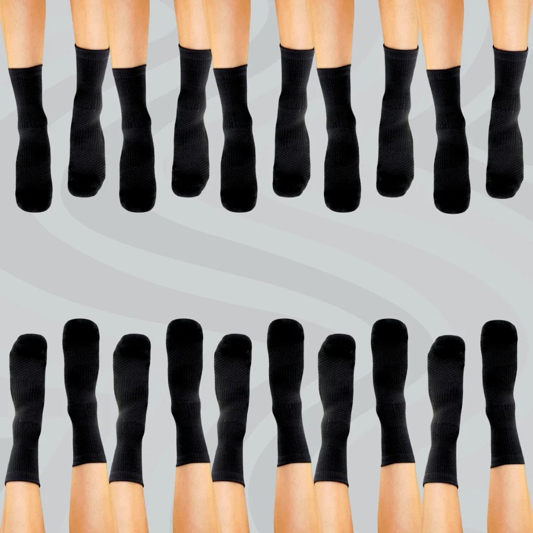 Crew Length Compression Socks Black Bamboo