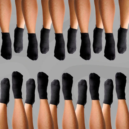 Ankle Compression Socks 10 Pairs Black Bamboo