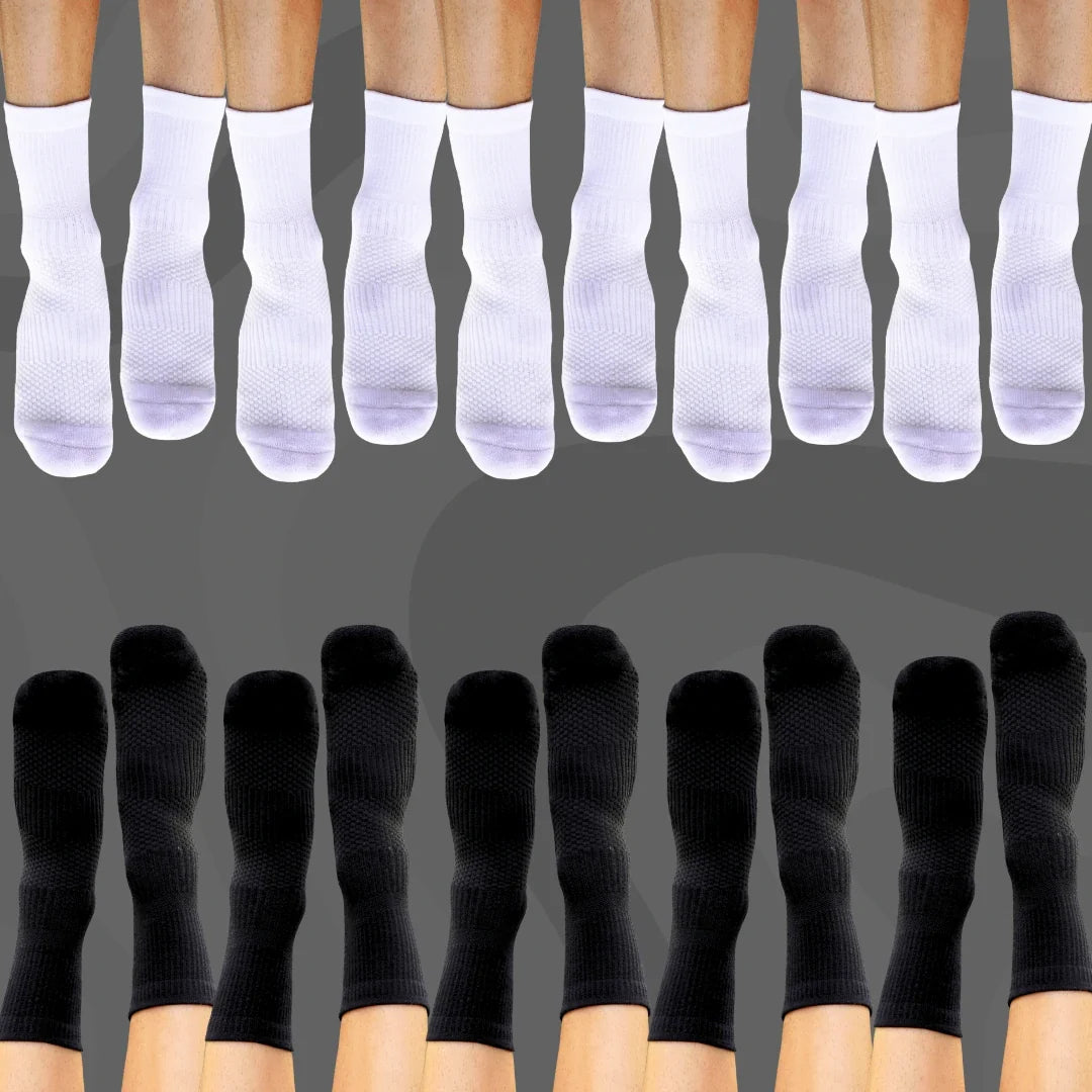 Crew Compression Socks 10 Pack Black White