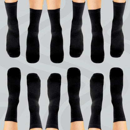 Crew Length Compression Socks Black Bamboo