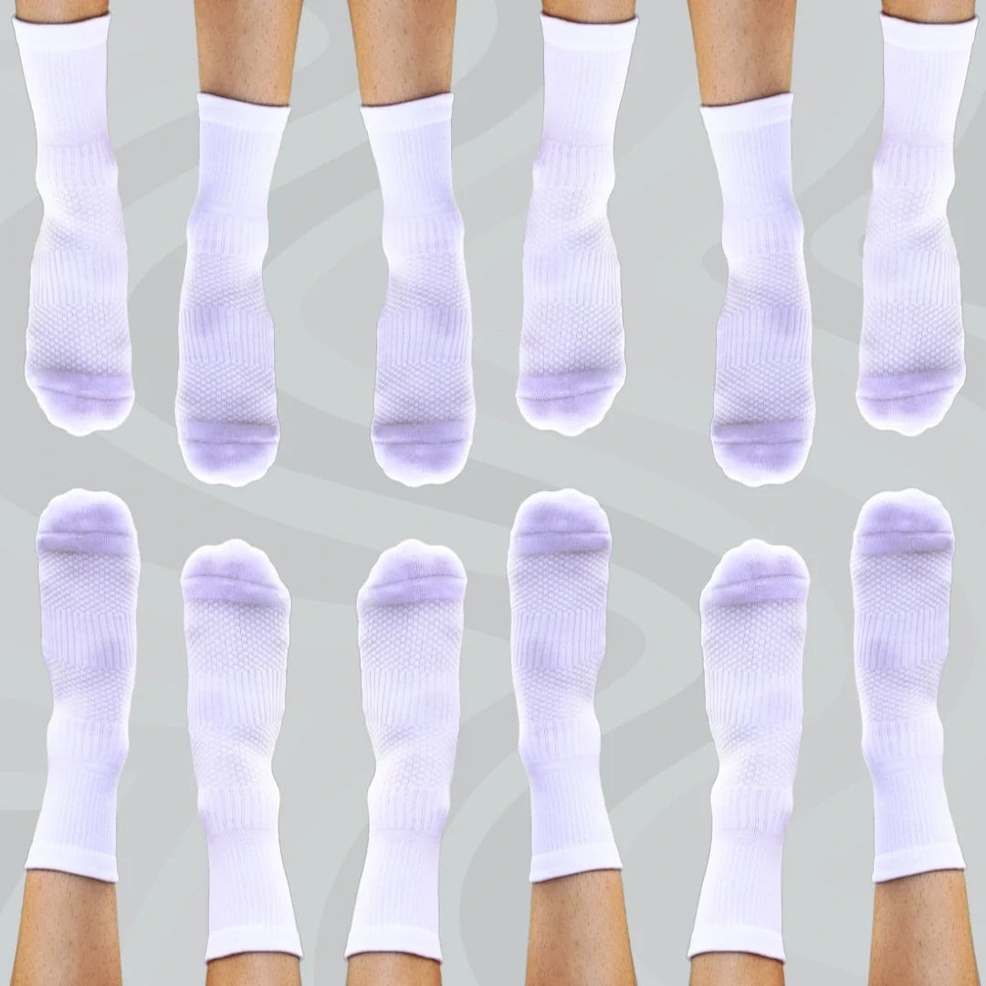 Crew Compression Socks 6 Pairs White Bamboo