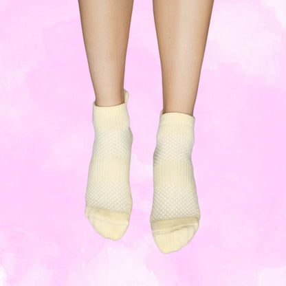 Pastel Yellow Ankle Compression Socks Bamboo