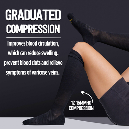 Bamboo Knee-High Black Compression Socks