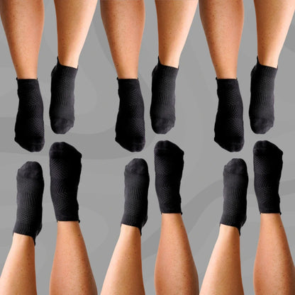 Ankle Compression Socks 6 Pairs Black Bamboo