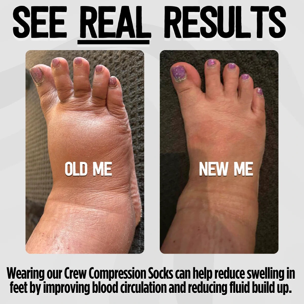 Crew Length Compression Socks 6 Pairs Black Bamboo