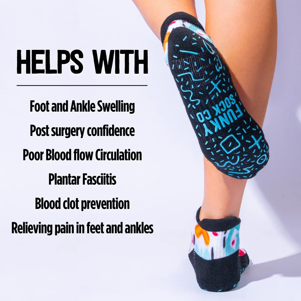 GRIP Ankle Compression Socks White Bamboo