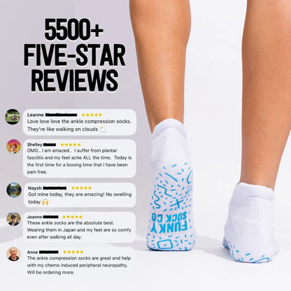 GRIP Ankle Compression Socks Floral Patches Bamboo