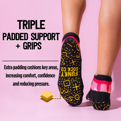 GRIP Ankle Compression Socks Floral Patches Bamboo