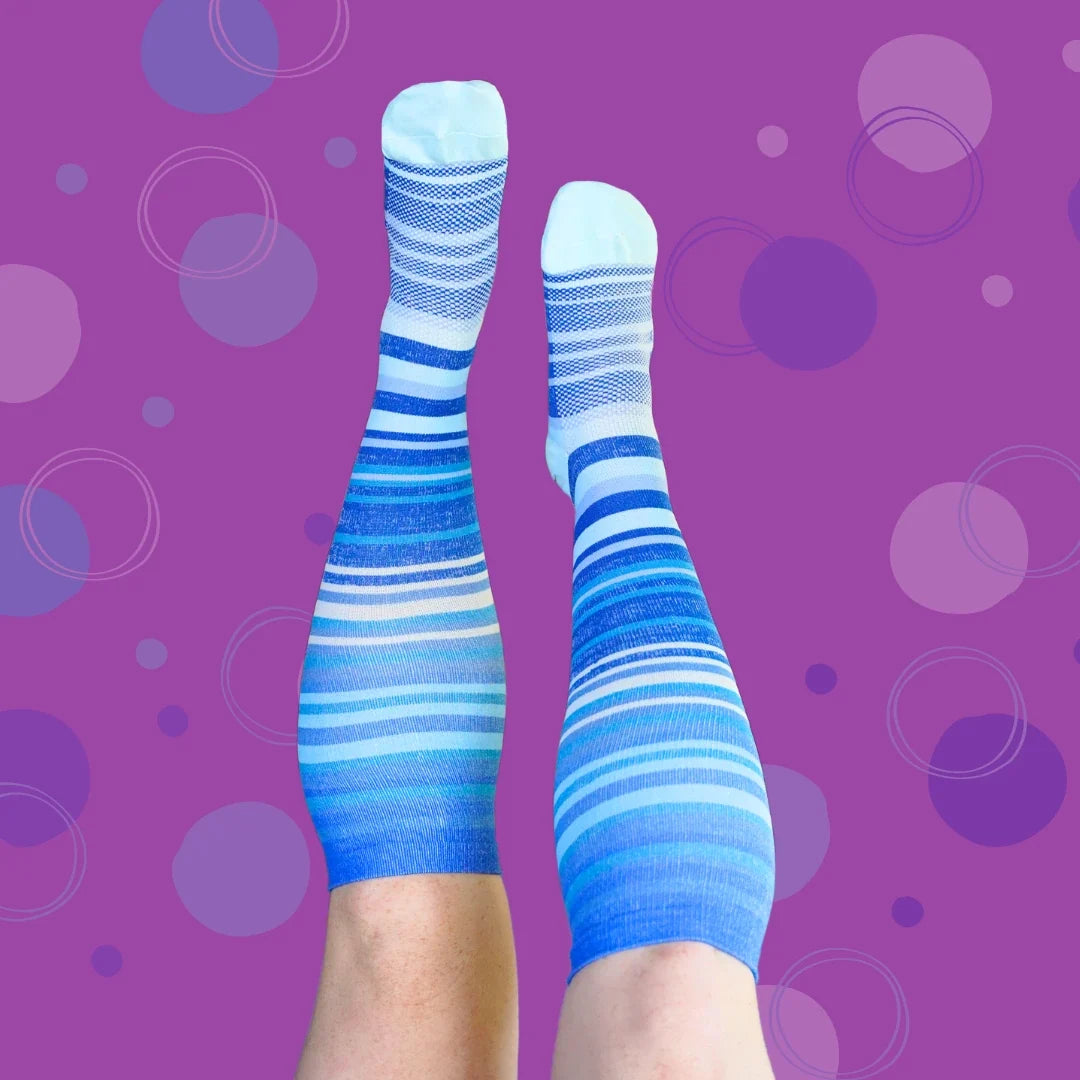Blue and White Stripes Classic Compression Socks