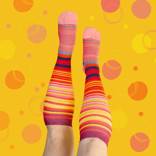 Red Yellow Stripes Classic Compression Socks
