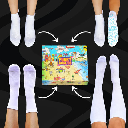 Relief Box 4 Pack White Compression Socks