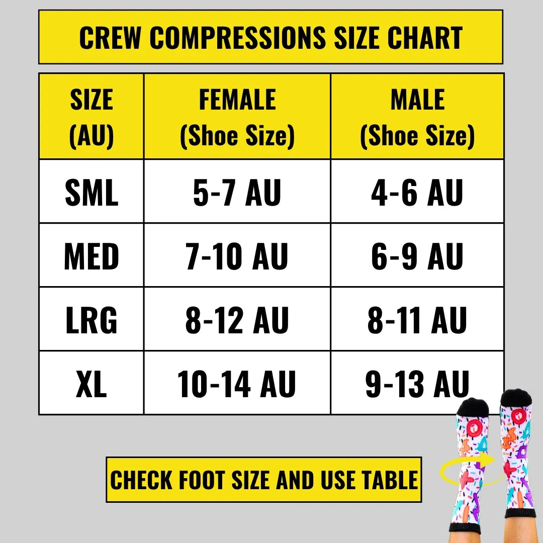 Crew Length Compression Socks 6 Pairs Black Bamboo