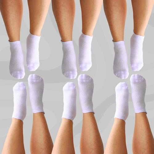 Ankle Compression Socks 6 Pairs White Bamboo
